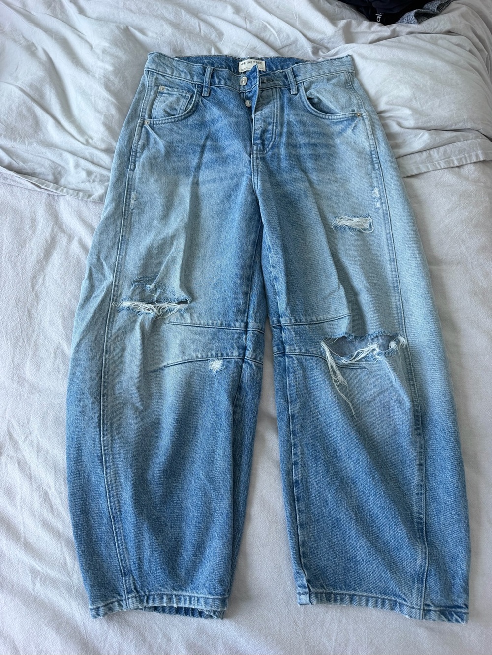 We The Free Distressed Boyfriend Jeans in Blue Waist 26